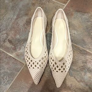 Rebecca Minkoff Beige Woven Pointed Toe Flats
